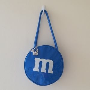 Blue M&M novelty tote bag